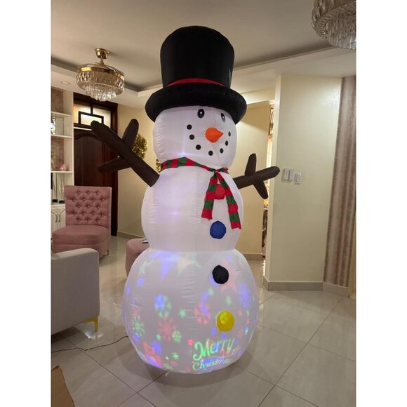 🆕8FT Christmas Inflatable Snowman with Colorful Button Outdoor Decoration - Picture 1 of 9